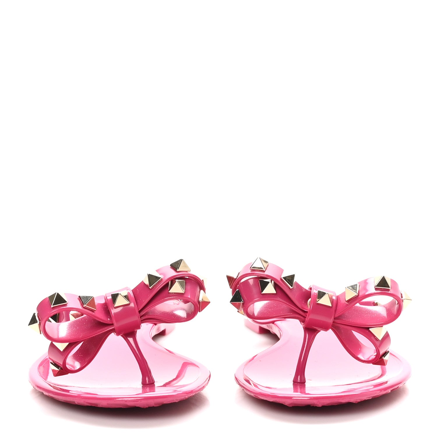Valentino Garavani PVC Jelly Rockstud Bow Thong Sandals 36 Sweet Pink 3 of 9