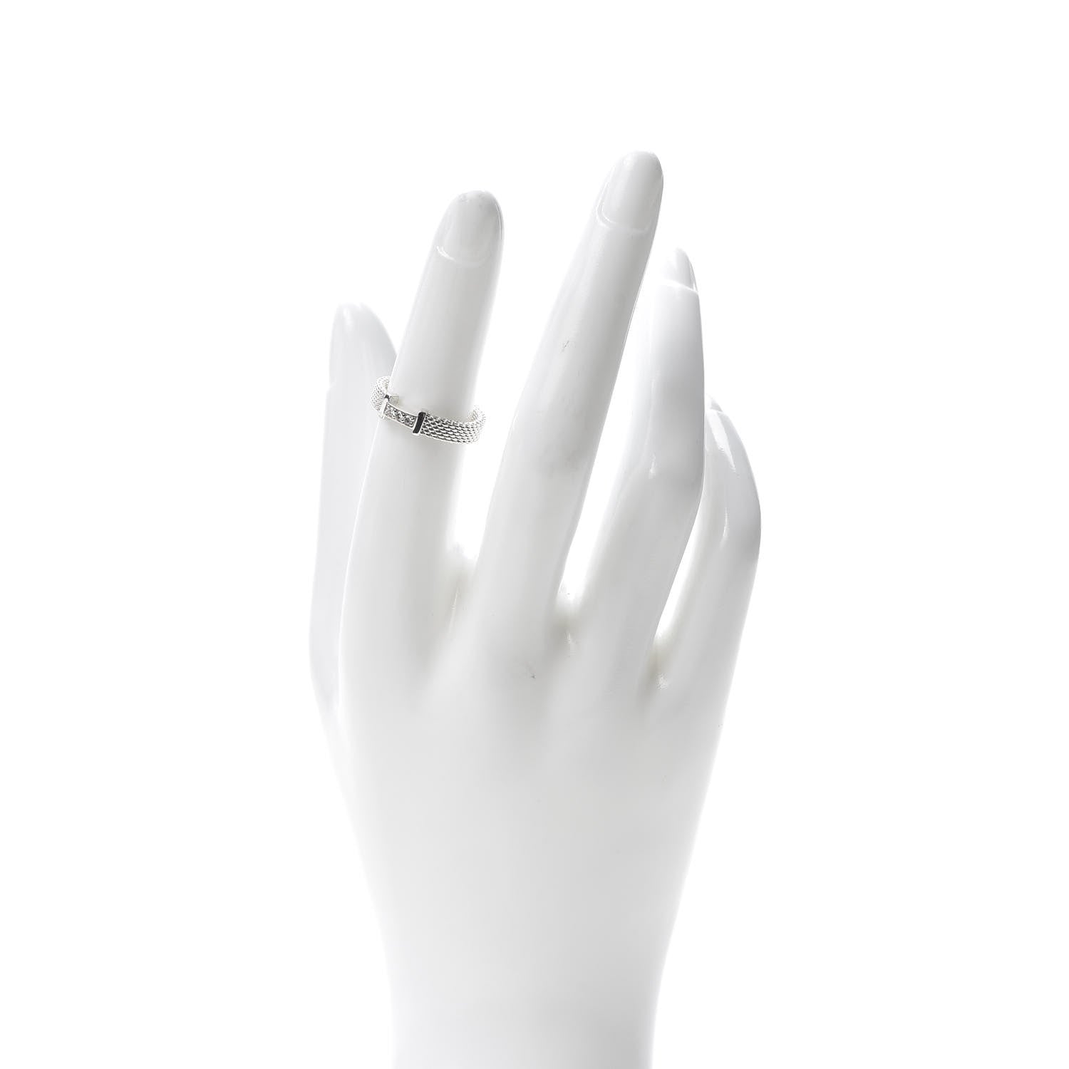 Tiffany Sterling Silver Diamond Narrow Somerset Ring 49 5 2 of 5