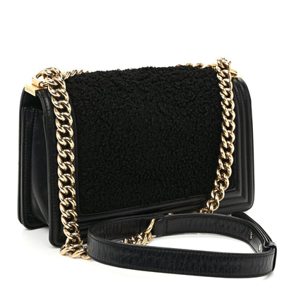 Chanel Shearling Sheepskin Medium Boy Flap Black 3 of 11