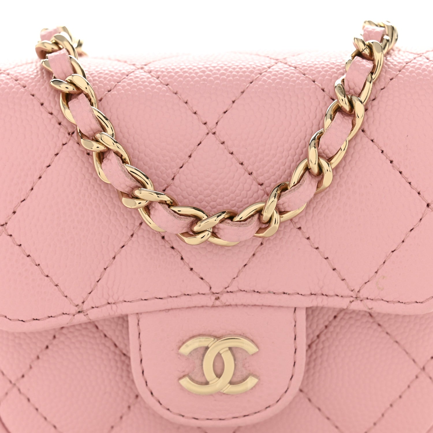Chanel Caviar Quilted Mini Clutch With Chain Pink 9 of 12