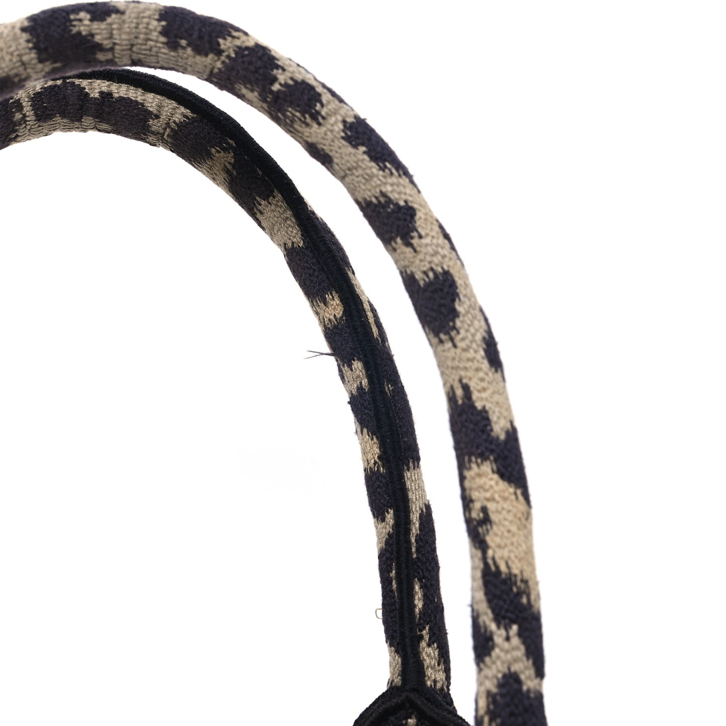 Canvas Mizza Embroidered Large Leopard Book Tote Beige