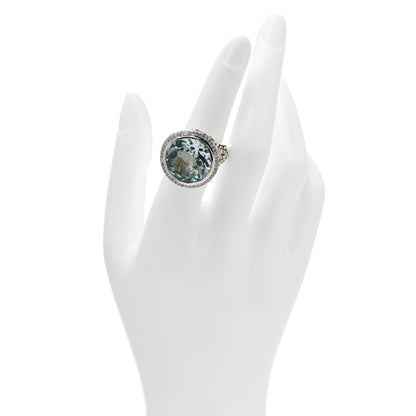 John Hardy Sterling Silver 18K Yellow Gold Diamond Blue Topaz Batu Sari Ring 54 7 2 of 6