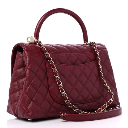 Chanel Caviar Lizard Embossed Quilted Small Coco Handle Flap Burgundy 3 of 9