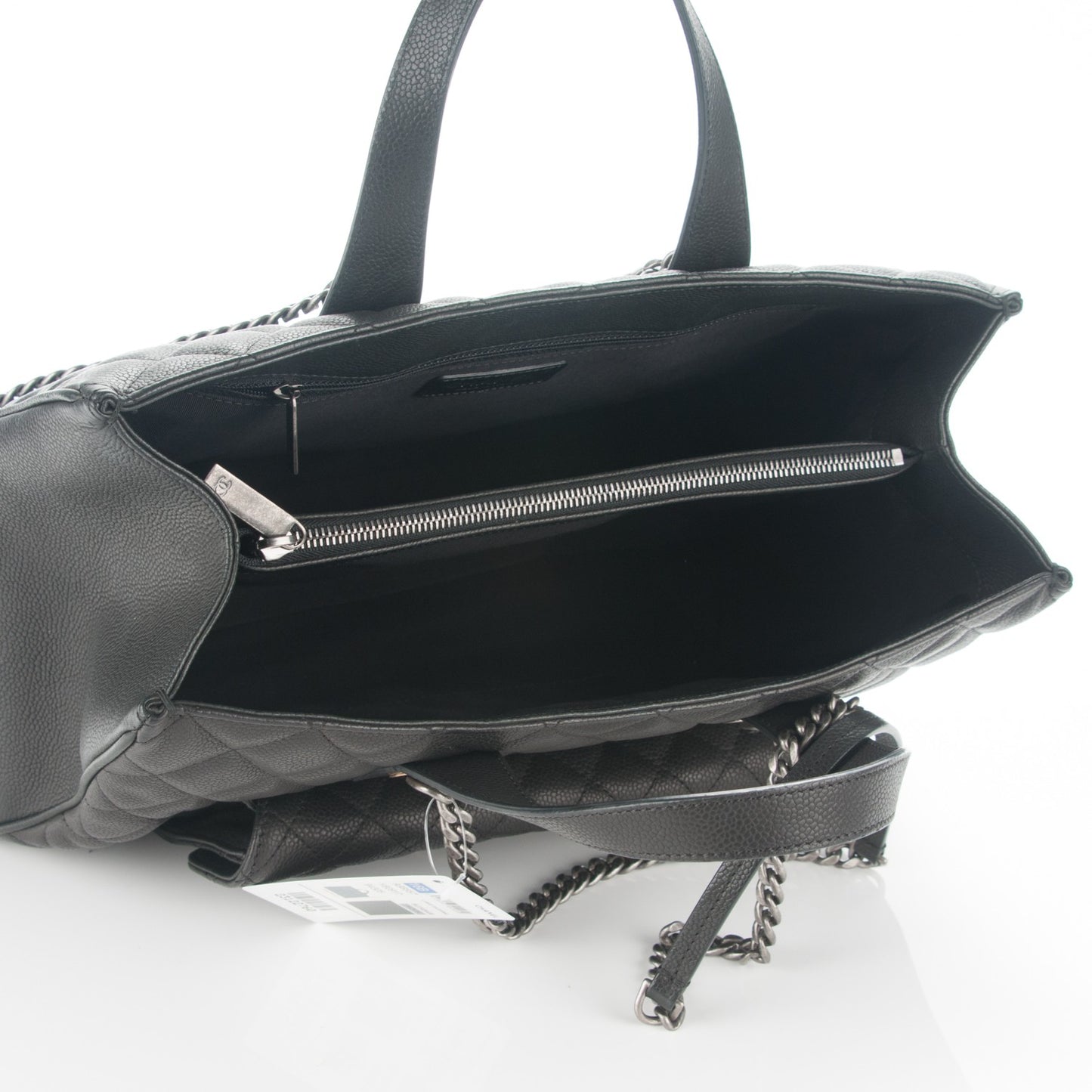 Caviar Quilted Large Casual Pocket Tote Black