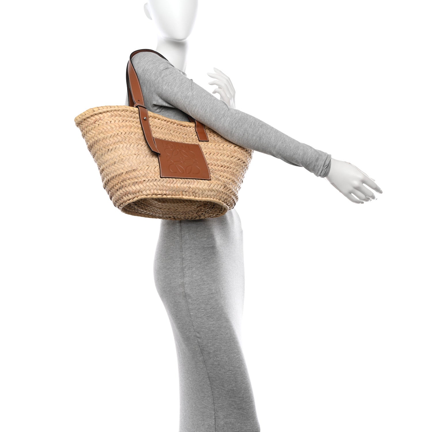 Loewe Raffia Basket Tote Bag Natural Tan 2 of 9