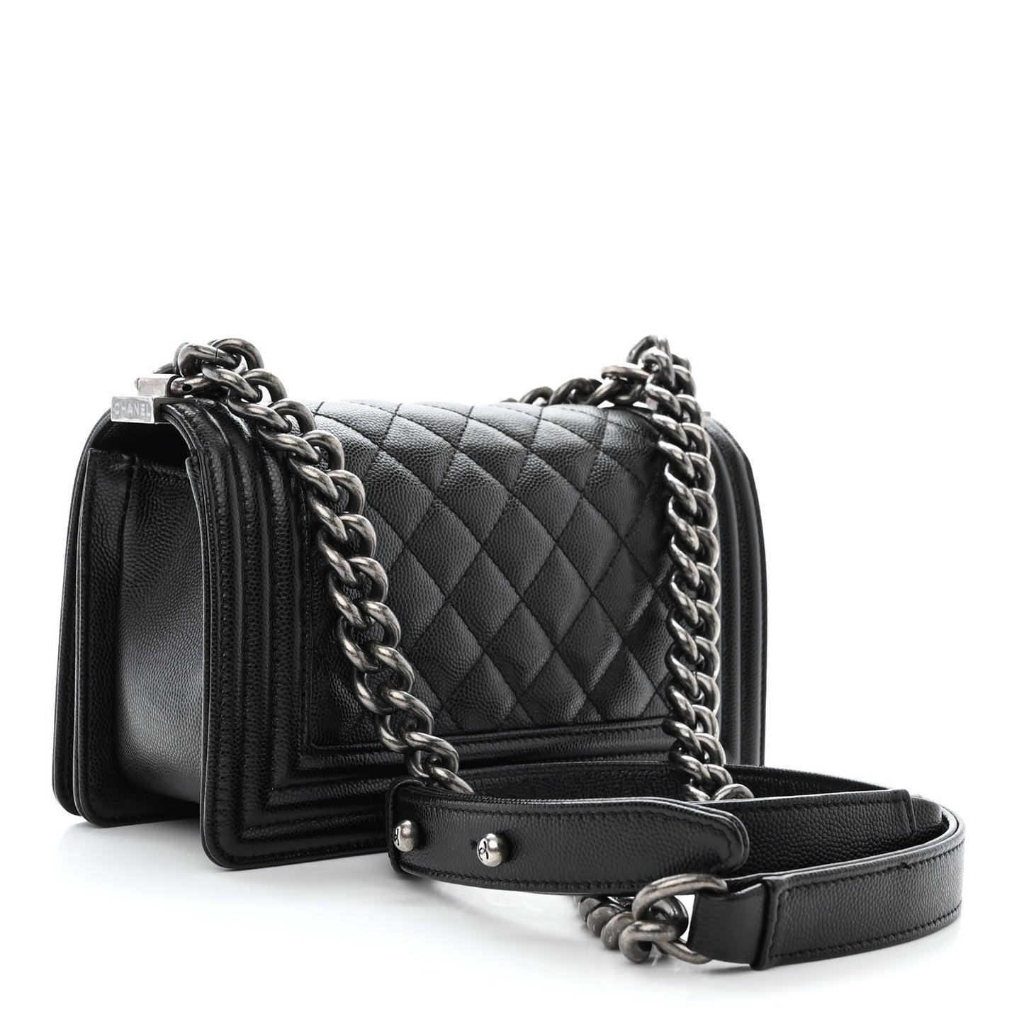 Caviar Quilted Small Boy Flap Black