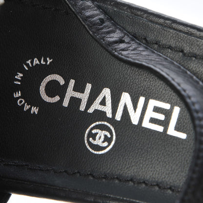 Chanel Calfskin CC Wedge Sandals 39 Black 10 of 13