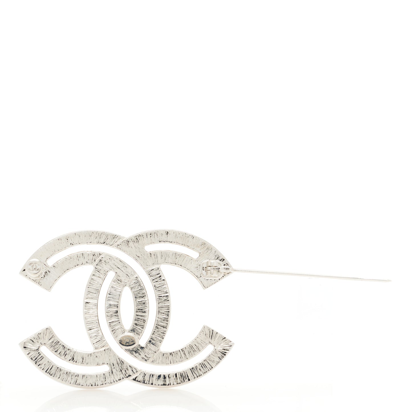 Baguette Crystal CC Brooch Silver