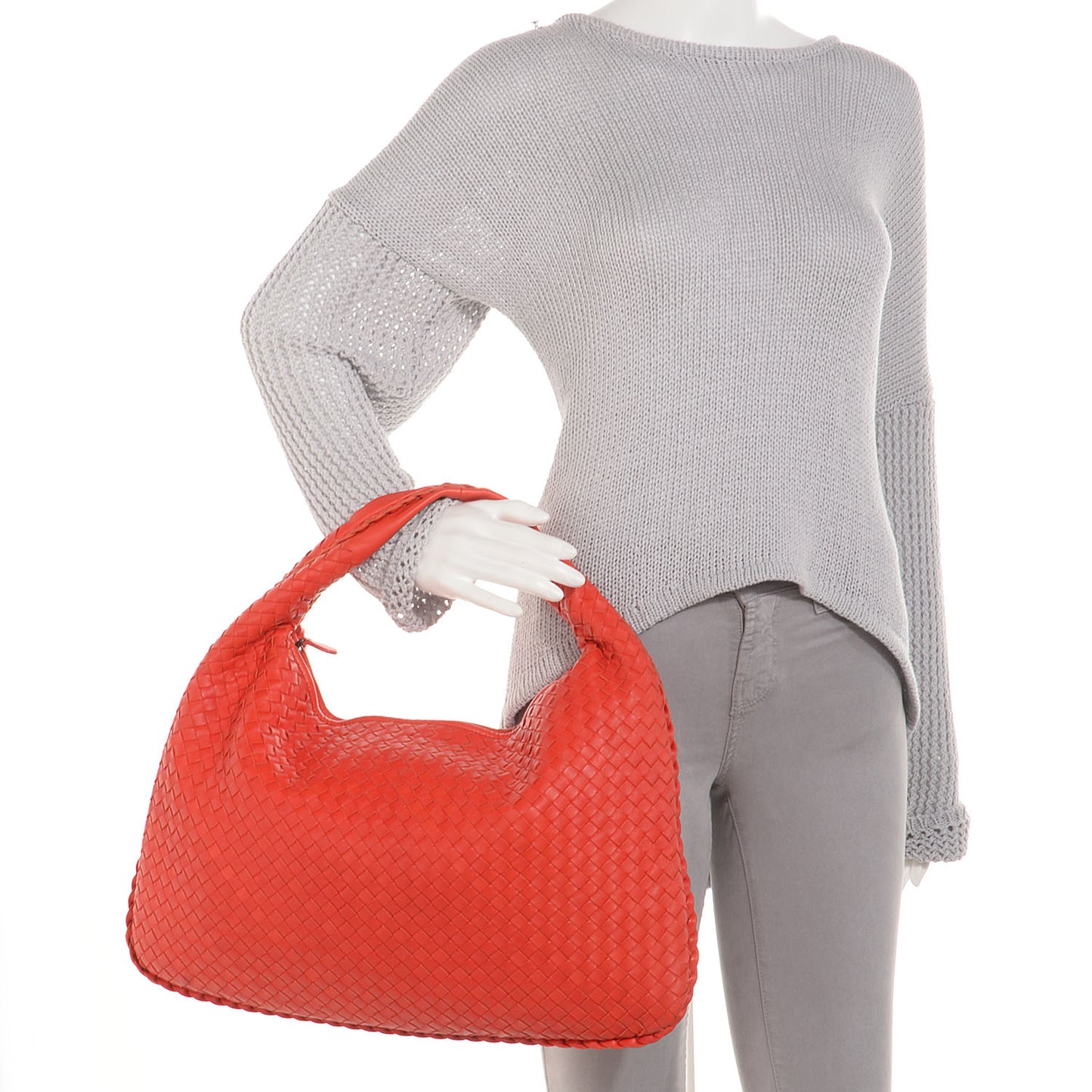 Nappa Intrecciato Large Veneta Hobo Corniola