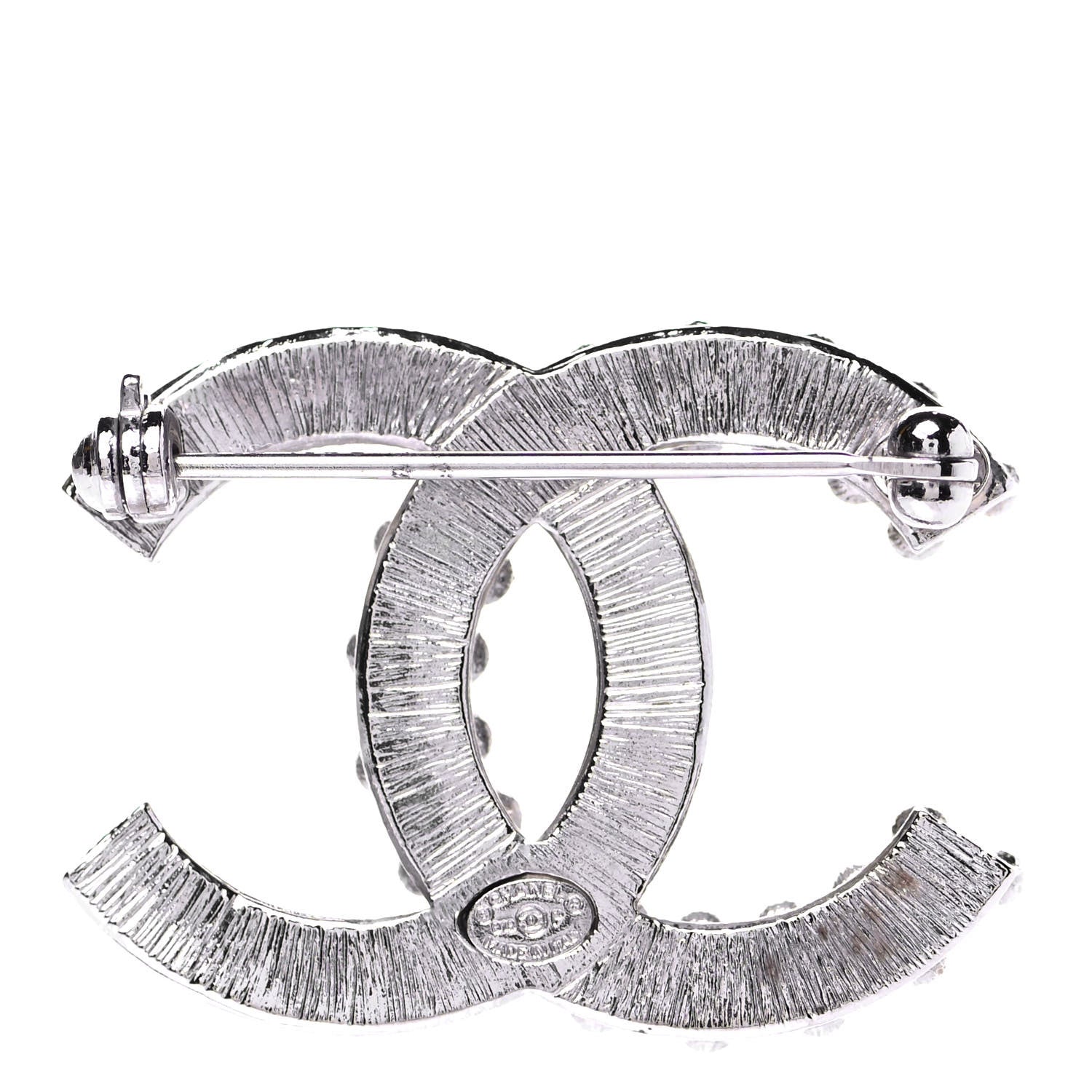Chanel Crystal CC Brooch Silver 2 of 3