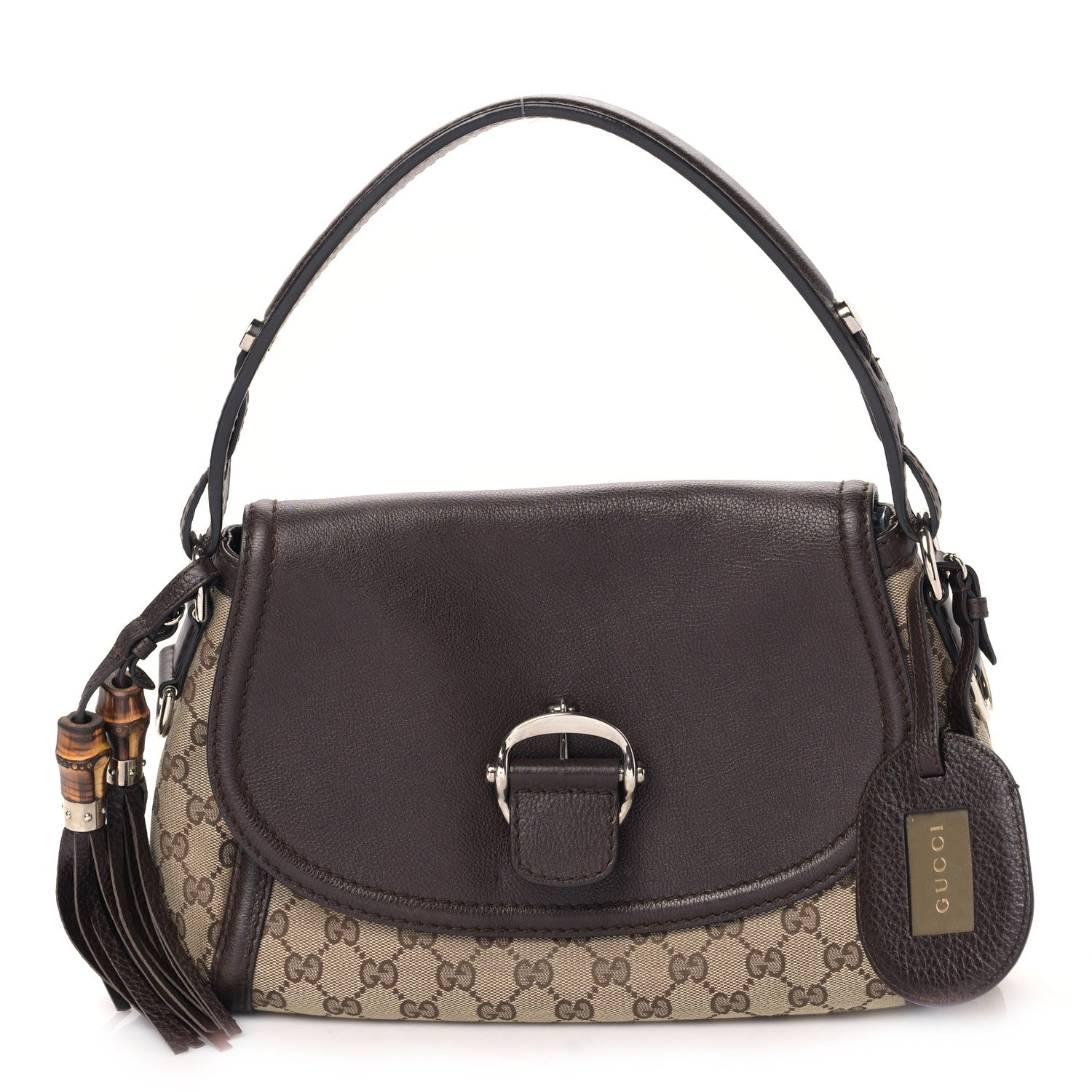 Gucci Monogram Medium Techno Horsebit Shoulder Flap Bag Dark Brown 1 of 9