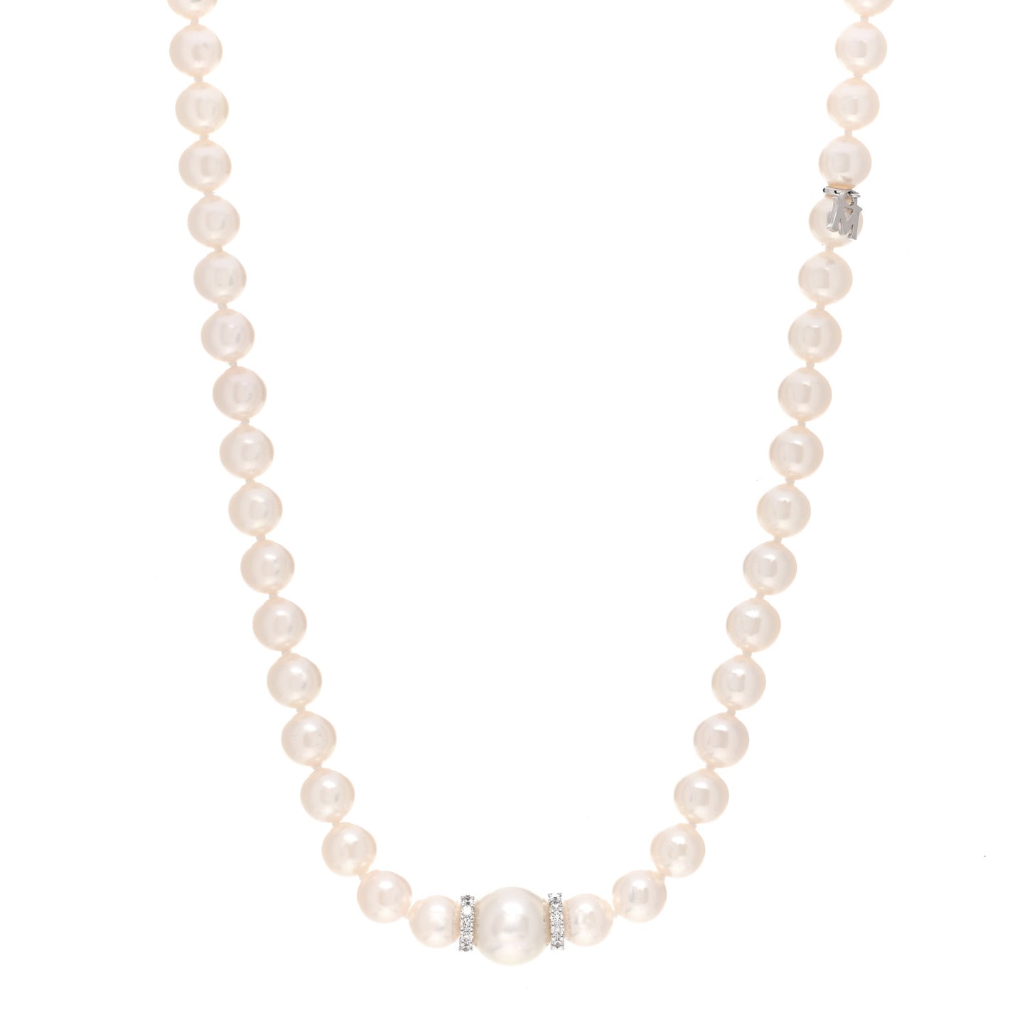 18K White Gold Diamond Akoya Pearl South Sea Pearl 7-11mm Fusion Necklace