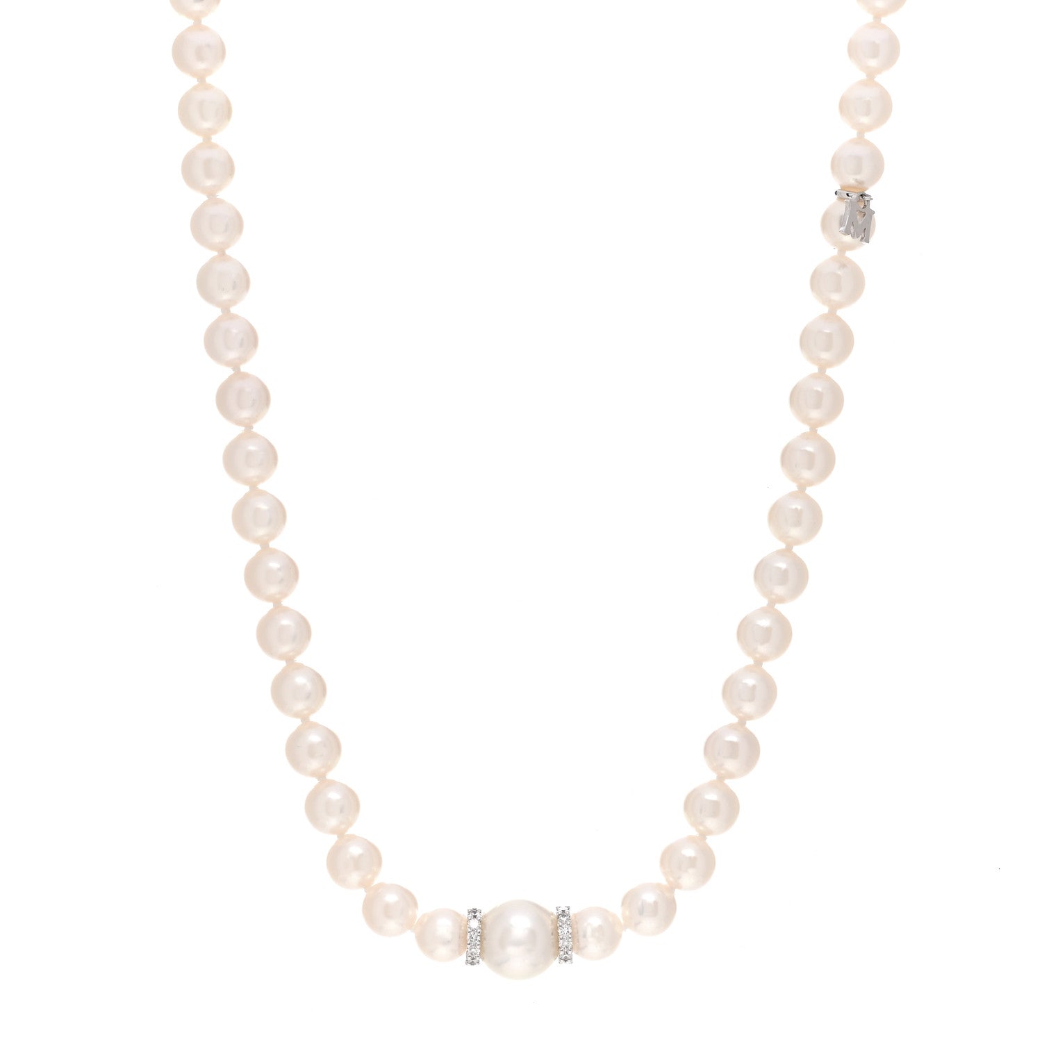 Mikimoto 18K White Gold Diamond Akoya Pearl South Sea Pearl 7-11mm Fusion Necklace 1 of 5