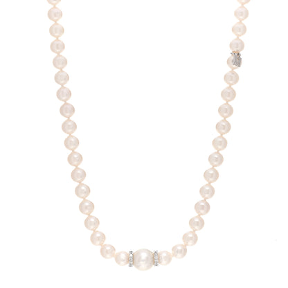 Mikimoto 18K White Gold Diamond Akoya Pearl South Sea Pearl 7-11mm Fusion Necklace 1 of 5