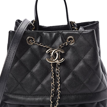 Chanel Caviar Quilted Large Rolled Up Bucket Drawstring Bag Black 10 of 11