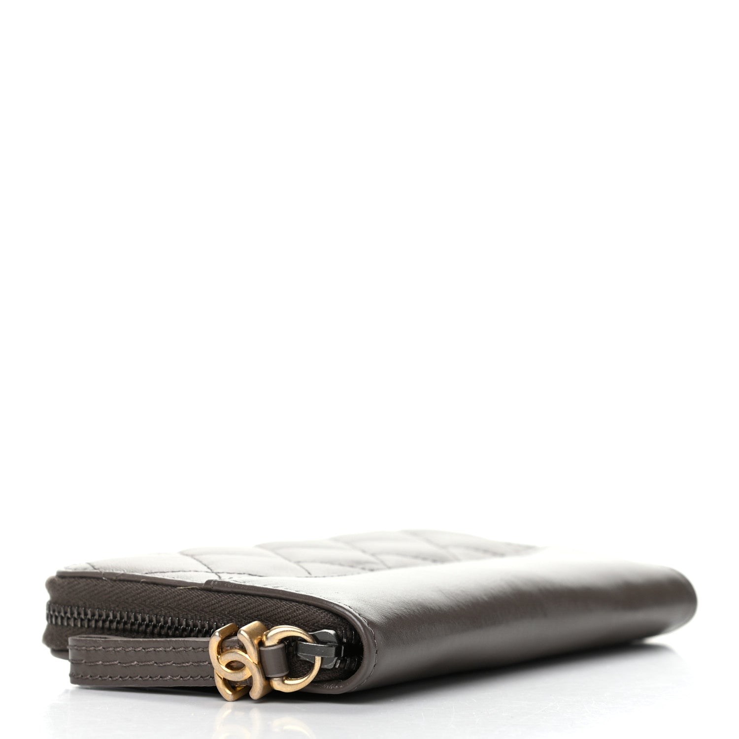 Chanel Aged Calfskin Quilted Small Gabrielle Zip Around Wallet Khaki 4 of 9
