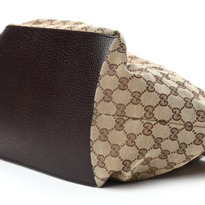 Gucci GG Monogram Medium Web Handle Bucket Tote Dark Brown 9 of 10
