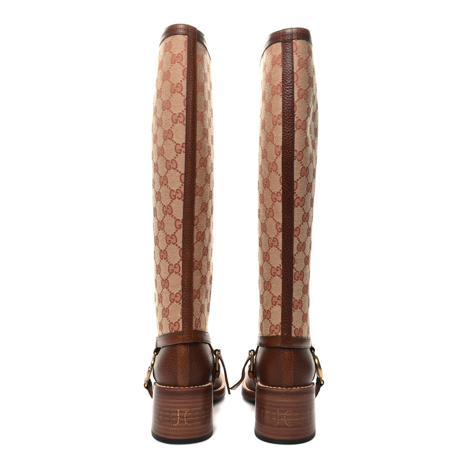 Gucci GG Monogram Calfskin Lola Tall Boots 37.5 Beige Ruggine Cuir 5 of 9