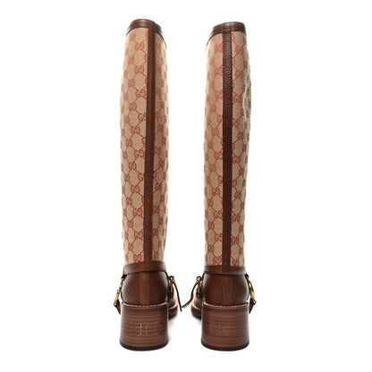 Gucci GG Monogram Calfskin Lola Tall Boots 37.5 Beige Ruggine Cuir 5 of 9