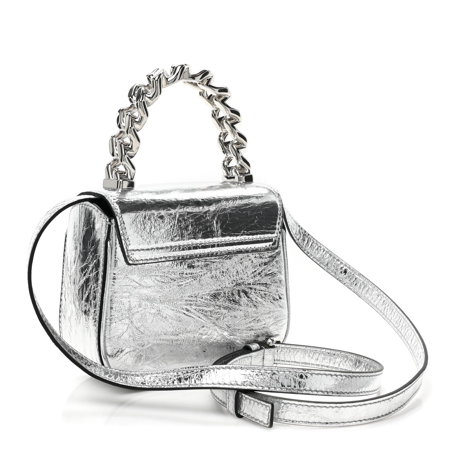 Versace Metallic Crackled Lambskin Mini La Medusa Silver 3 of 8