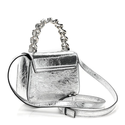 Versace Metallic Crackled Lambskin Mini La Medusa Silver 3 of 8