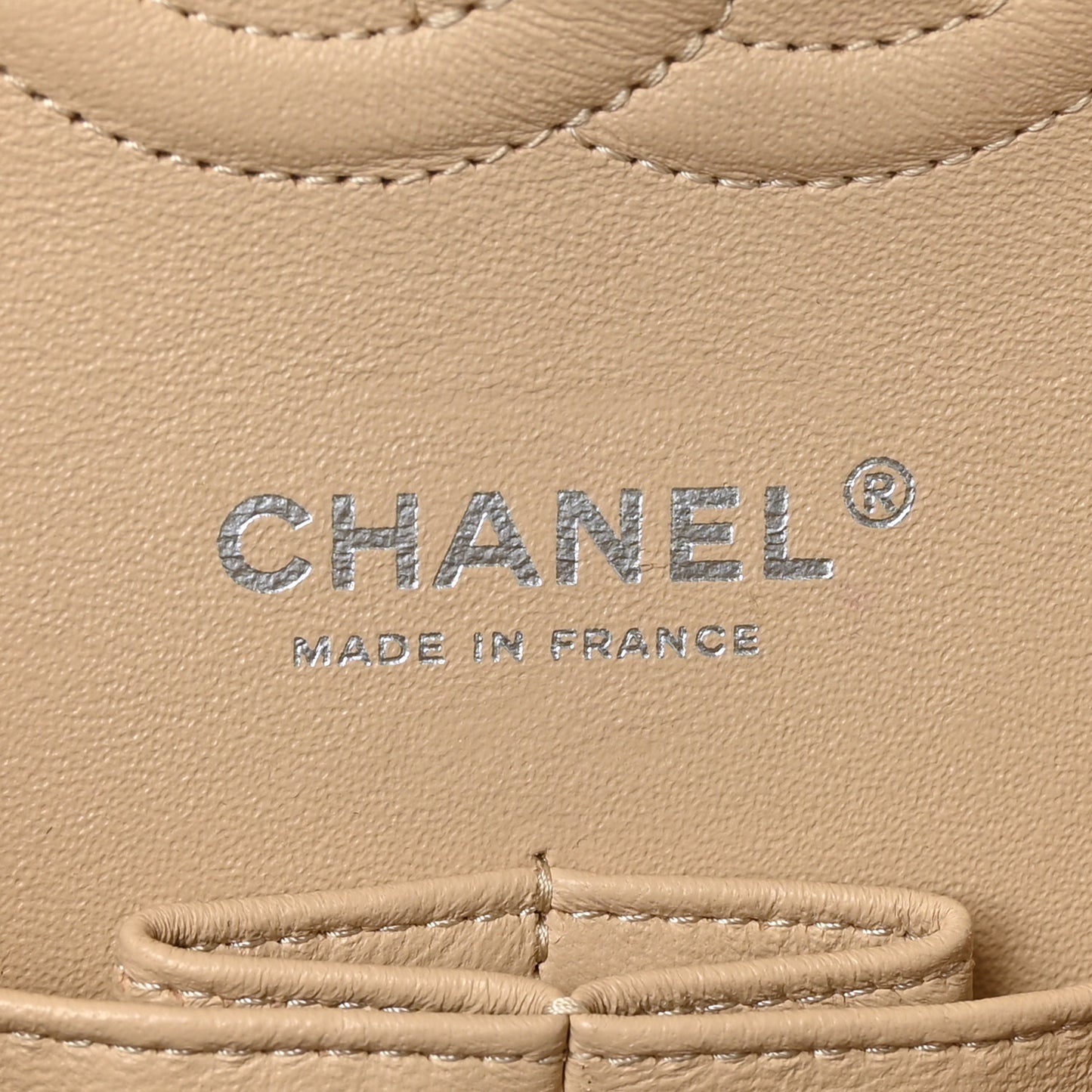 Caviar Quilted Medium Double Flap Beige