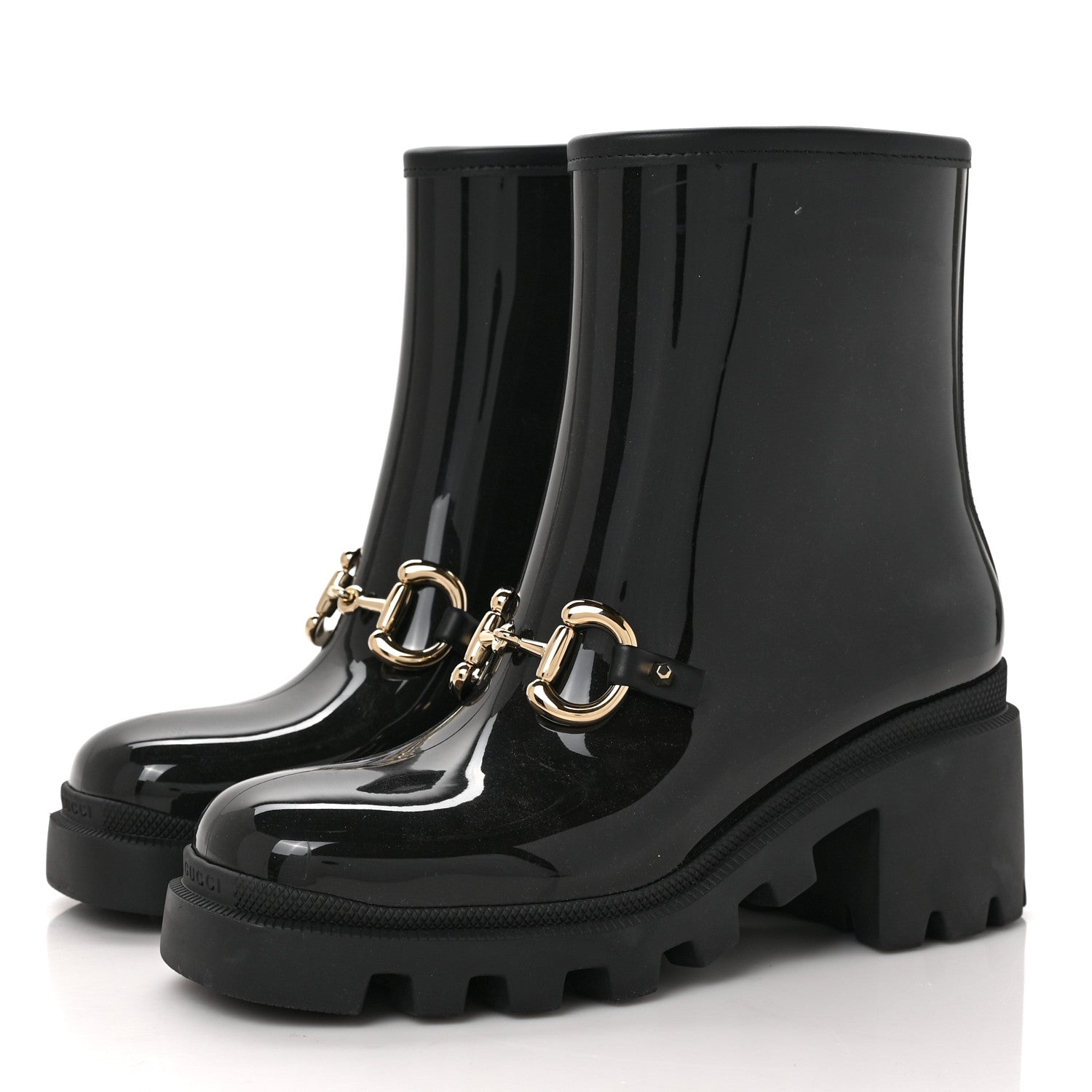 Gucci Rubber Womens Horsebit Ankle Boots 36 Black 3 of 8