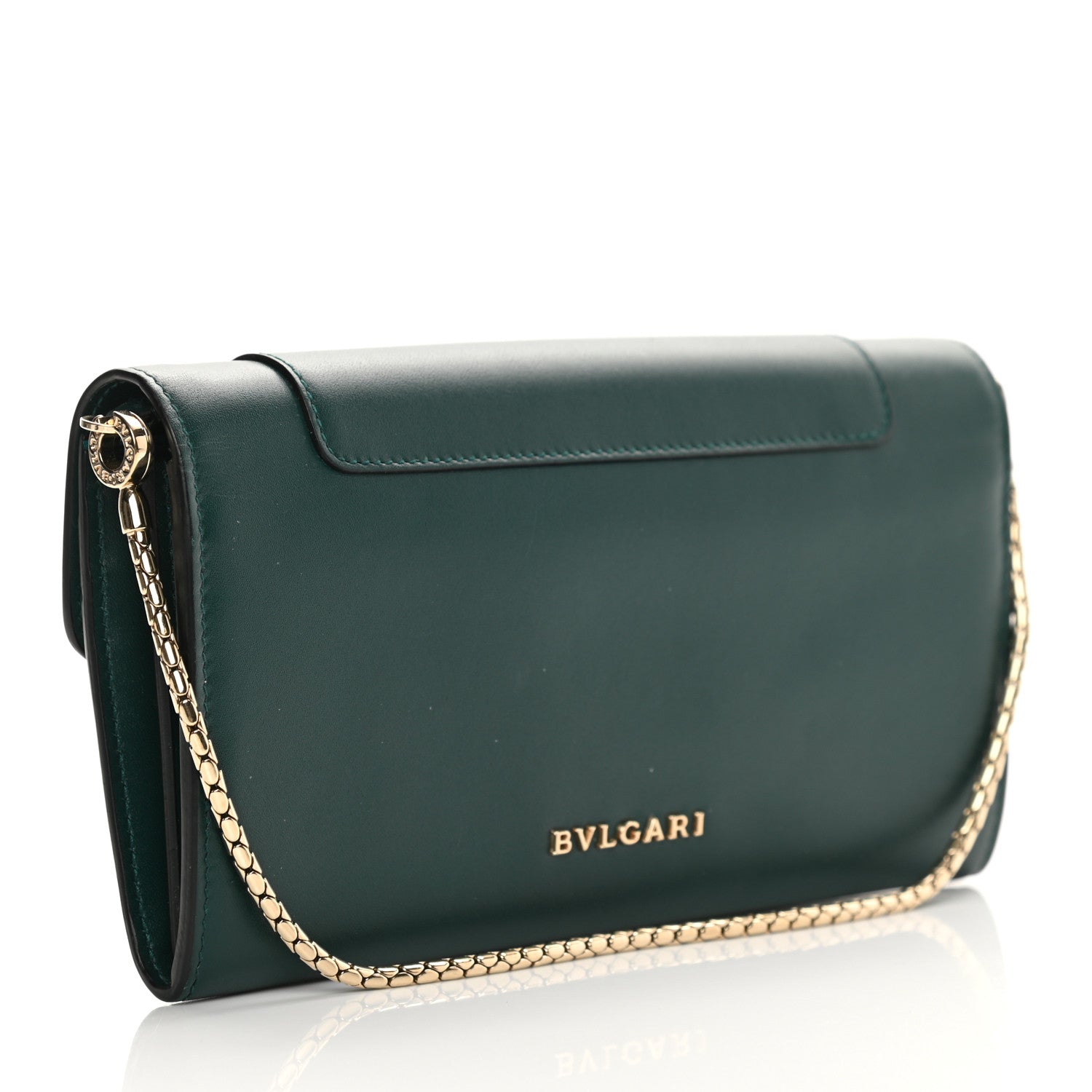 Bulgari Calfskin Serpenti Forever Chain Wallet Green 3 of 14