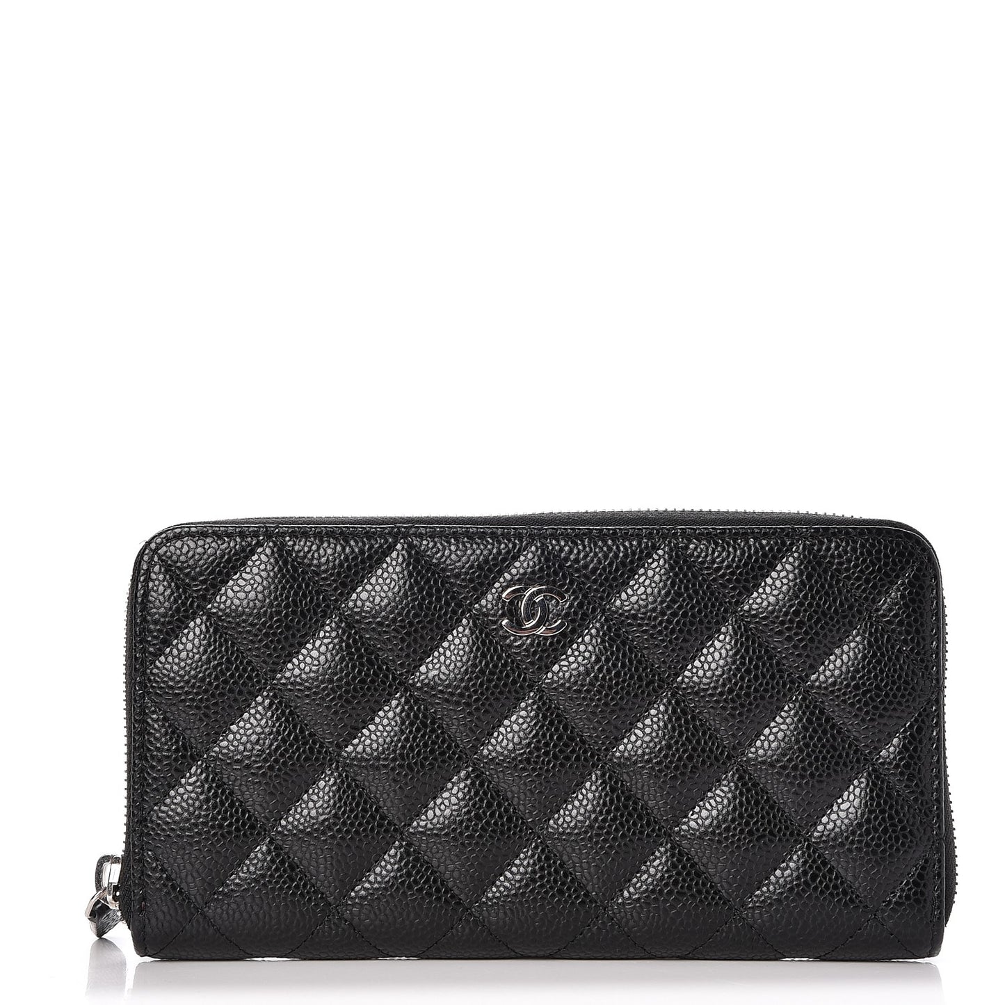 Caviar Quilted Large Gusset Zip Around Wallet Black