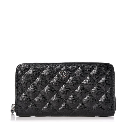 Chanel Caviar Quilted Large Gusset Zip Around Wallet Black 1 of 9