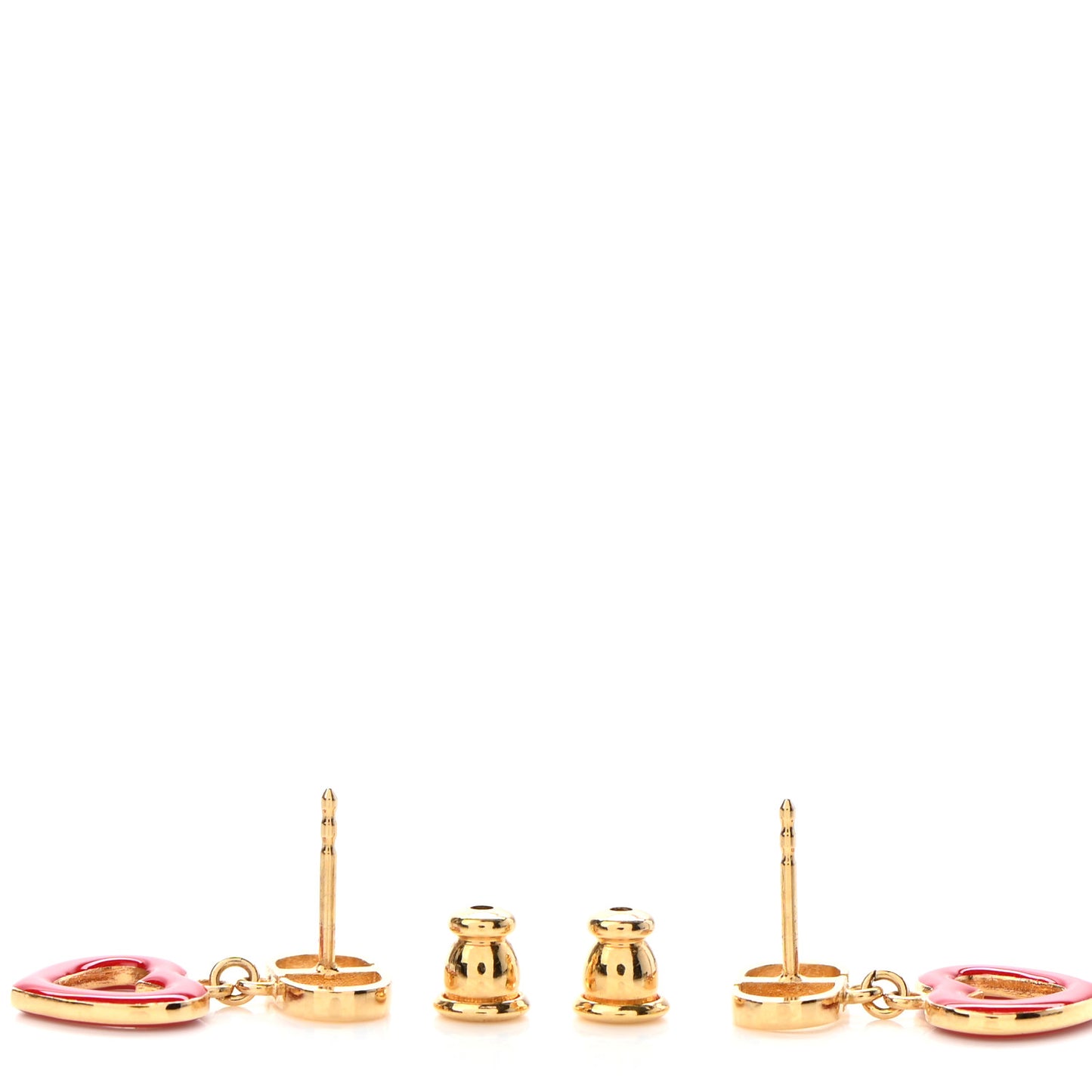 CD Dioramour Heart Earrings Gold Red