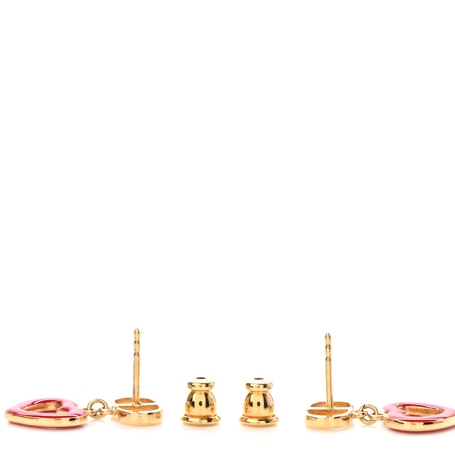 Christian Dior CD Dioramour Heart Earrings Gold Red 3 of 4