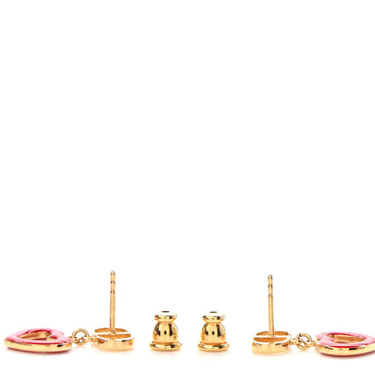 Christian Dior CD Dioramour Heart Earrings Gold Red 3 of 4