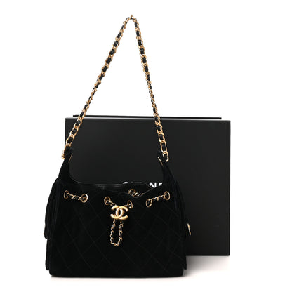 Chanel Suede Quilted Mini Chanel 25 Handbag Black 11 of 11