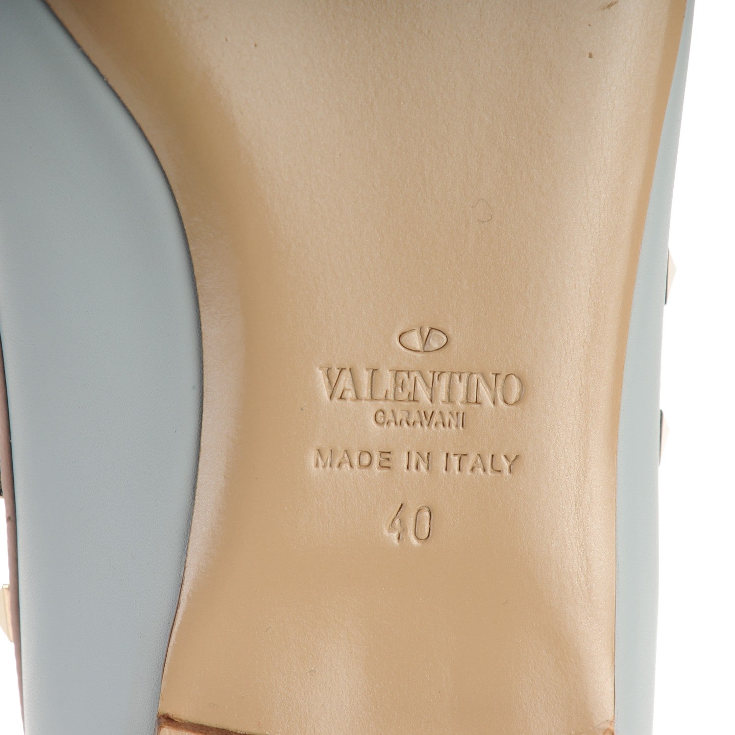 Valentino Garavani Calfskin Nappa Rockstud Ballerina Flats 40 Sky Sorbet Poudre 6 of 7