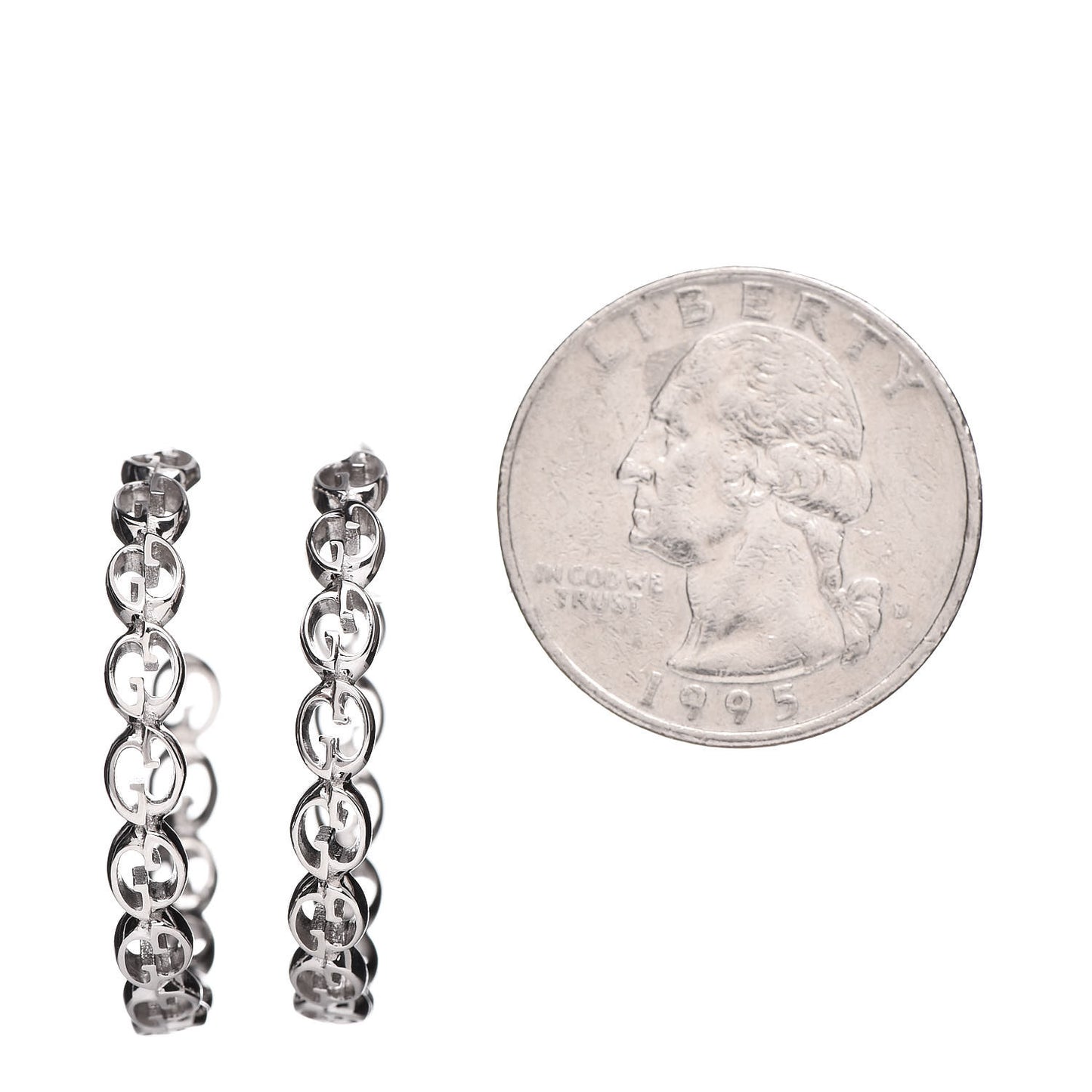18K White Gold Interlocking GG Hoop Earrings