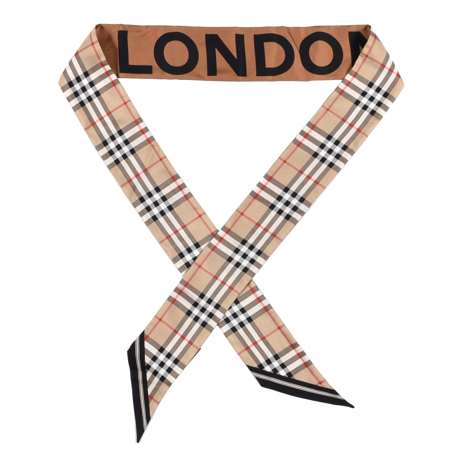 Burberry Silk Vintage Check Logo Print Skinny Scarf 1 of 3