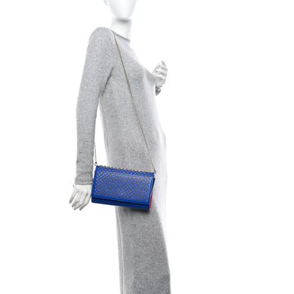 Christian Louboutin Calfskin Spikes Paloma Clutch Blue 2 of 17
