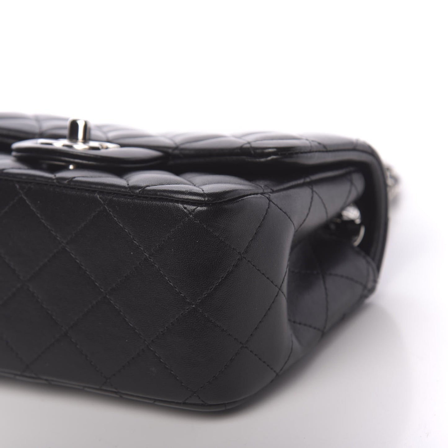 Lambskin Quilted Mini Square Flap Black