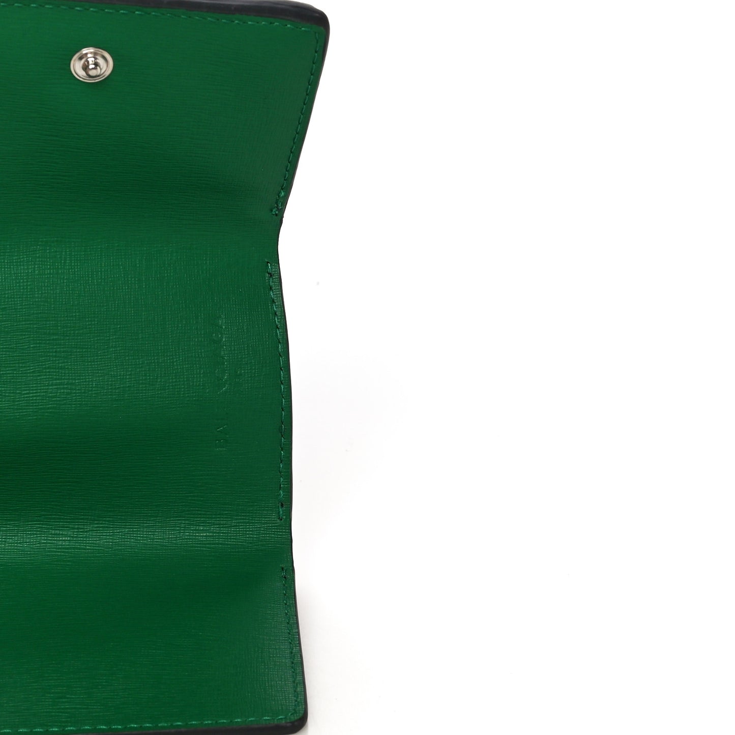 Striped Calfskin Logo Bi-Color Mini Wallet Grey Green