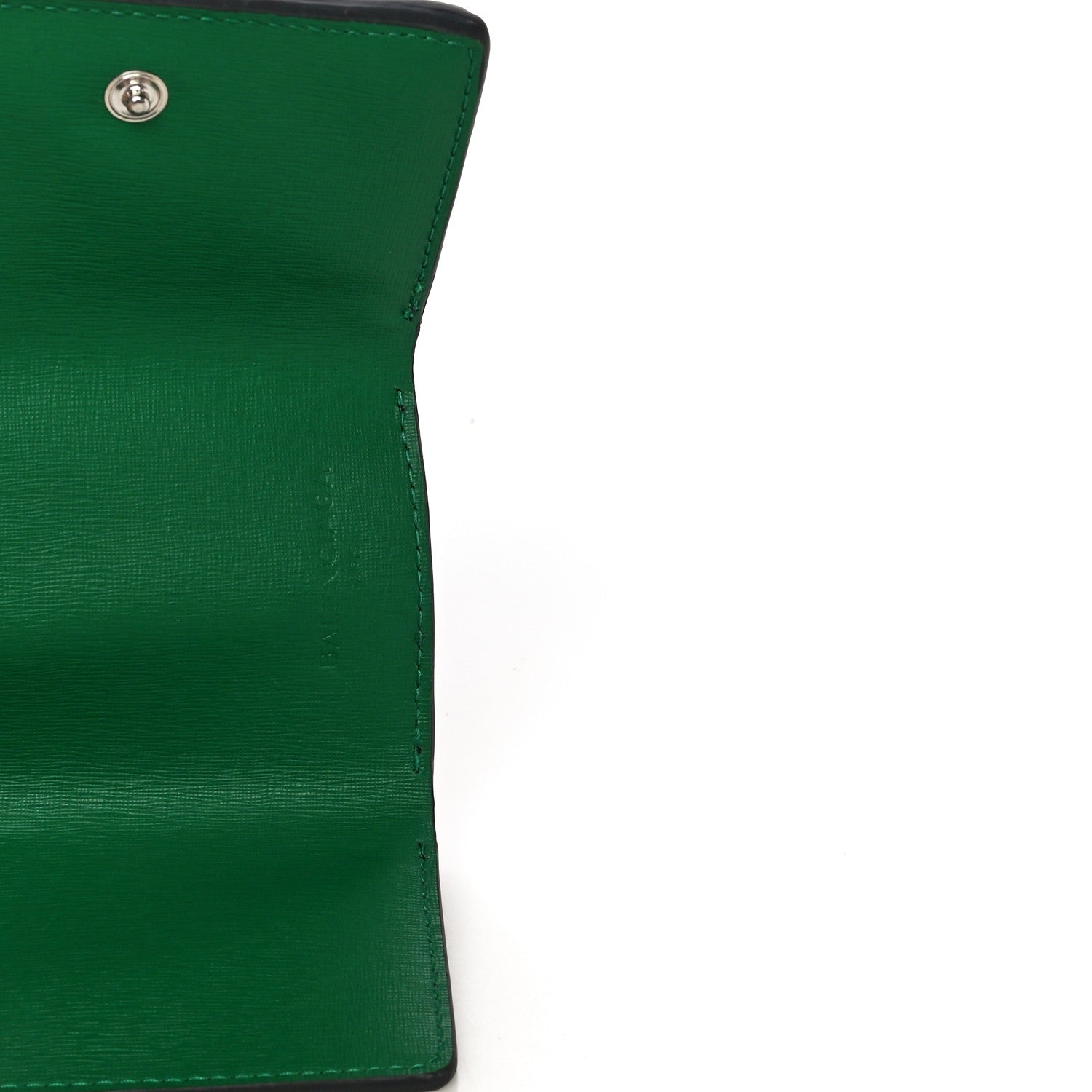 Balenciaga Striped Calfskin Logo Bi-Color Mini Wallet Grey Green 5 of 13