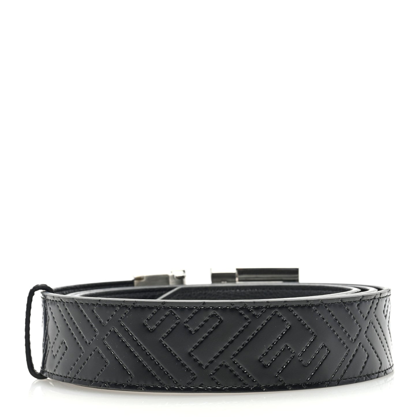 Vitello Stitched FF Buckle Belt Black