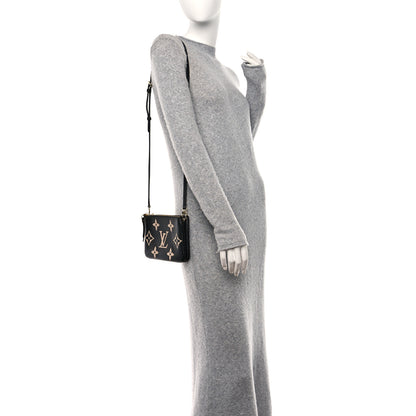 Louis Vuitton Empreinte Monogram Giant Double Zip Pochette Black Cream 2 of 12