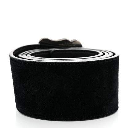 Saint Laurent Suede Crystal Clover Belt 80 32 Black 2 of 7