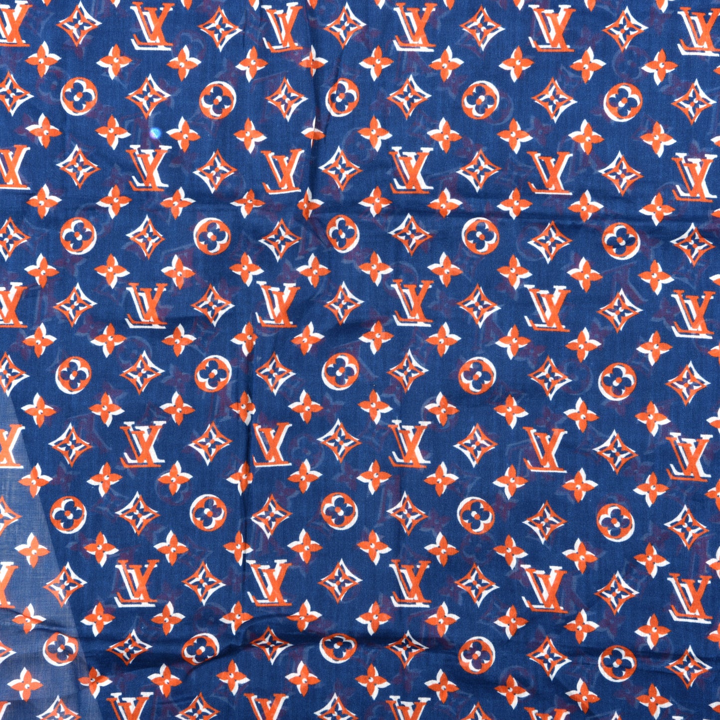 Cotton Monogram Taigarama Stole Cobalt