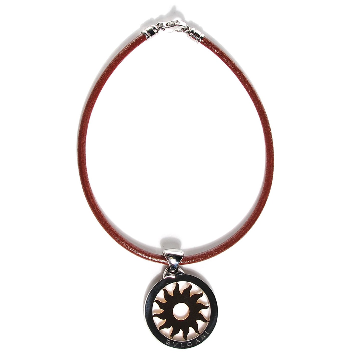 18K Yellow Gold Stainless Steel Tondo Sun Pendant Necklace