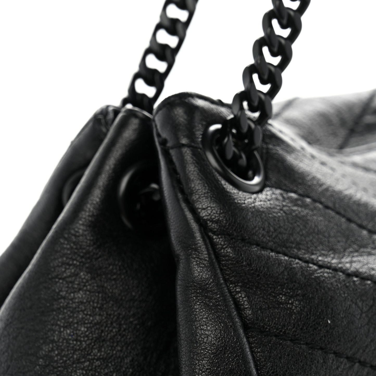 Vintage Lambskin Chevron Monogram Medium Nolita Black