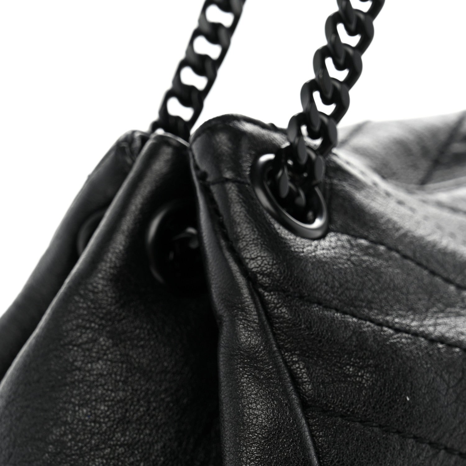 Saint Laurent Vintage Lambskin Chevron Monogram Medium Nolita Black 11 of 12