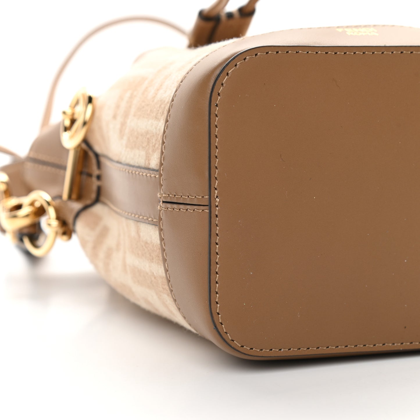 Wool Vitello King FF 1974 Mini Mon Tresor Bucket Bag Beige Cammello Sand