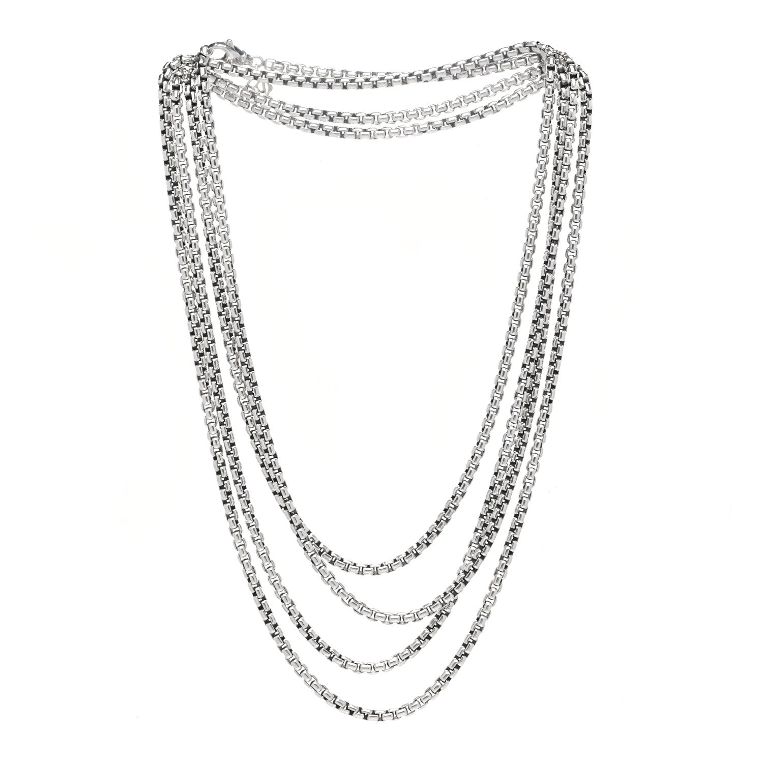 David Yurman Sterling Silver 14K Yellow Gold 3.6mm Medium Box Chain Necklace 72" 3 of 5